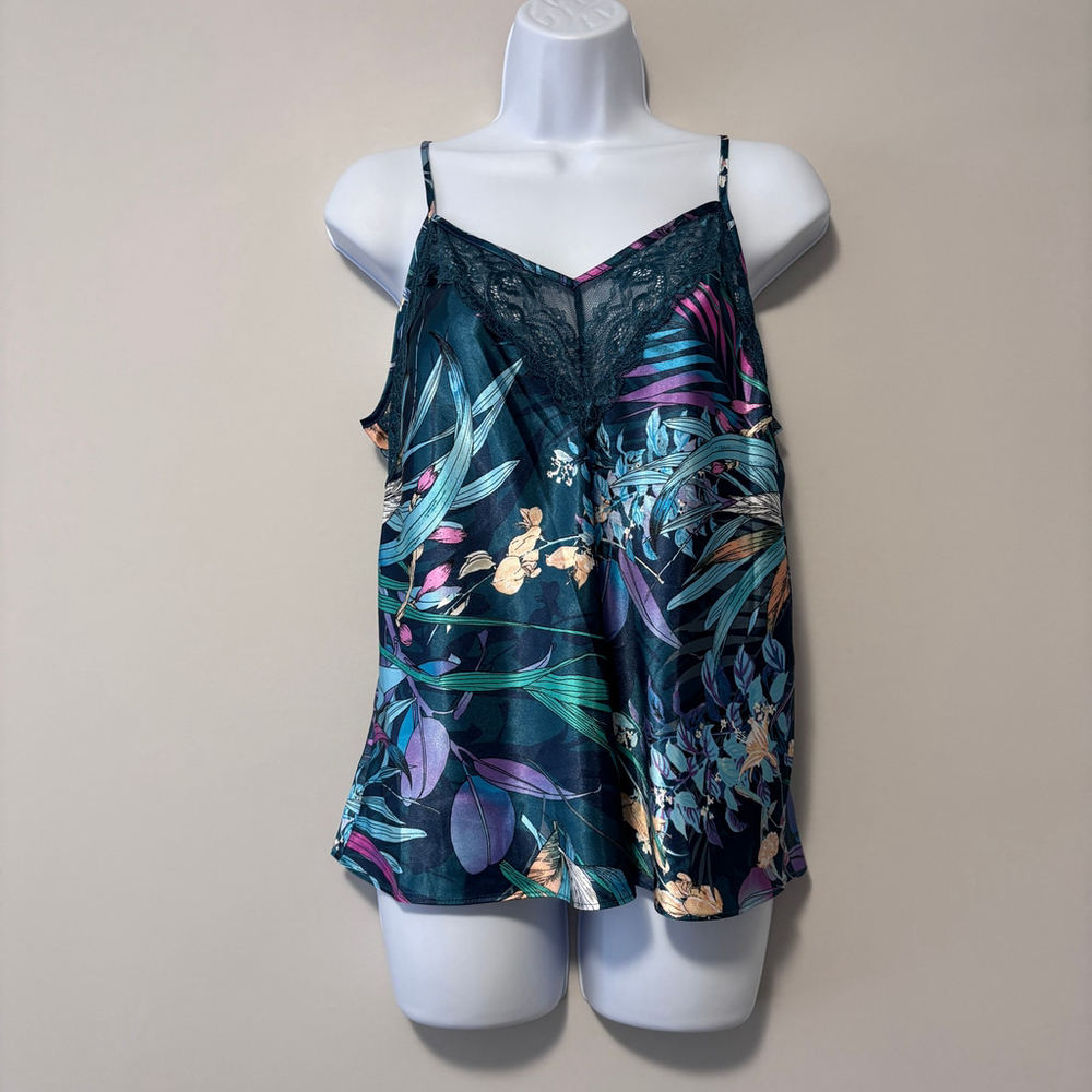 Linea Donatella Women's Medium Turquoise 2-Pc. Cropped Satin Pajamas Set NWT - Picture 5 of 10